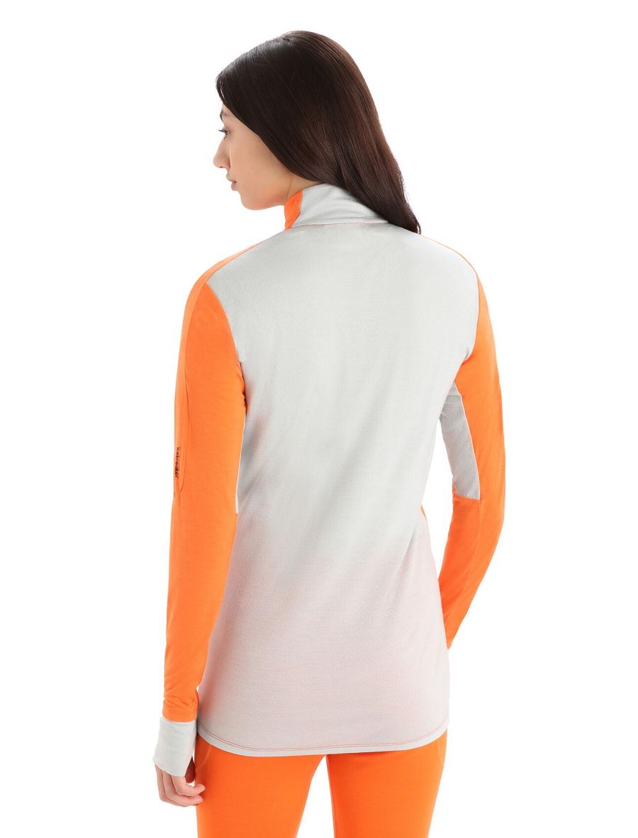 Sweat À Capuche Icebreaker ZoneKnit™ Merino Long Sleeve Zip Femme Orange Beige | FR 1667DFMN